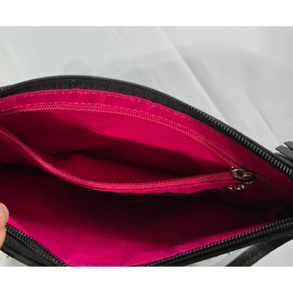 Coach Vintage Y2K Black Signature Monogram Metallic Baguette Shoulder Bag Pink L